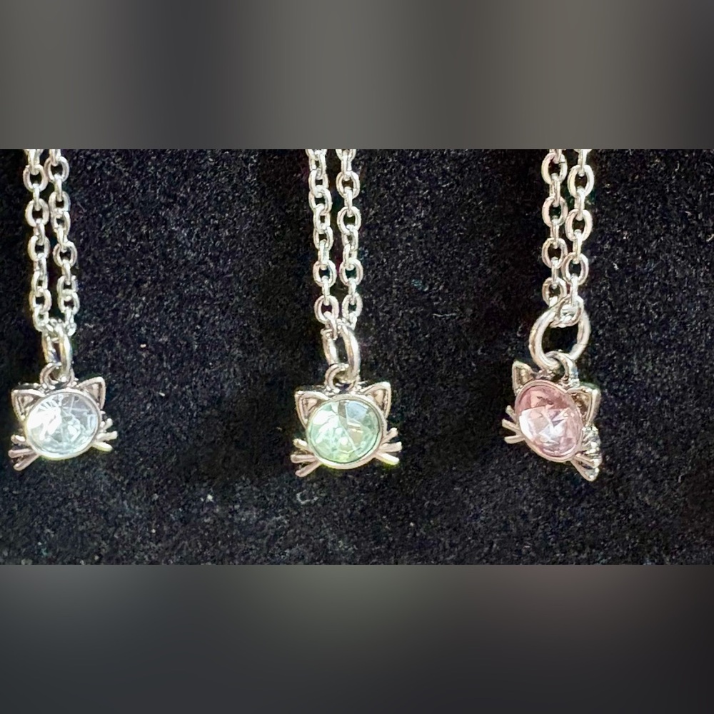 ☀️ 5/25 ☀️ Cat Rhinestone Silver Necklace- Choose 1!